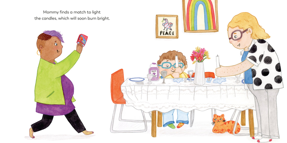 Celebrate Shabbat with Mommy, Mama, and Me interior 2 (ISBN 9780593651384)