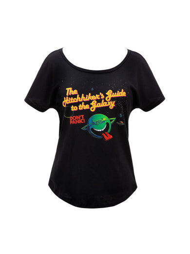 The Hitchhiker's Guide to the Galaxy (Black) Women Relaxed Fit T-Shirt Small cover (ISBN 9780593766965)