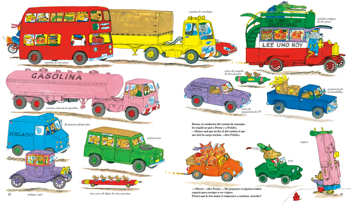 Carros y camiones de Richard Scarry (Richard Scarry's Cars and Trucks and Things that Go Spanish Edition) interior 2 (ISBN 9780593815182)
