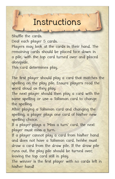 Phonic Books Talisman Card Games, Boxes 1-10 US - Cards