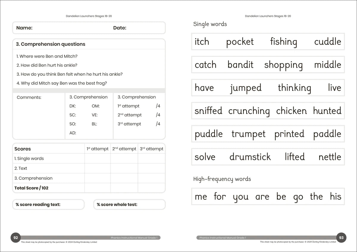 Phonic Books Dandelion Instructional Manual Grade 1 US - Paperback / softback