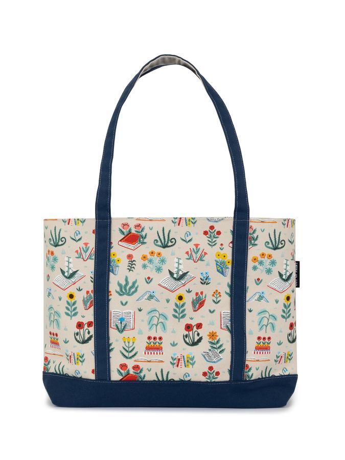 Books & Blooms Large Zippered Tote-Lifestyle and Leisure-買書書 BuyBookBook