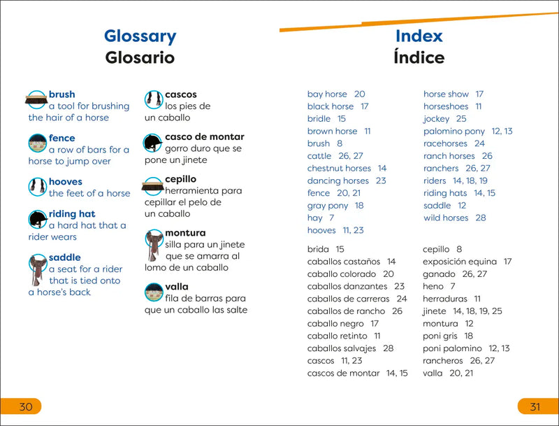 DK Super Readers Level 1 English-Spanish Bilingual Ponies and Horses â€“ Ponis y caballos US - Hardback