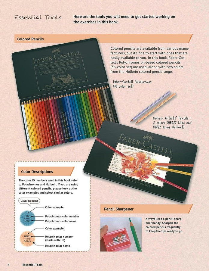 A Beginner's Guide to Colored Pencil Drawing: Realistic Drawings in 14 Easy Lessons! (Yoshiko Watanabe)-Children’s / Teenage general interest: Art/ music/ drama and film-買書書 BuyBookBook