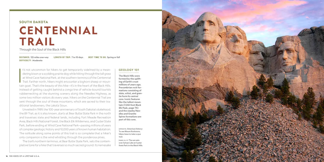 100 Hikes of a Lifetime U.S.A. US - Hardback