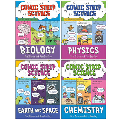 Comic Strip Science Series 4 Books Collection Set By Paul Mason (Biology, Physics, Earth and Space & Chemistry) cover image