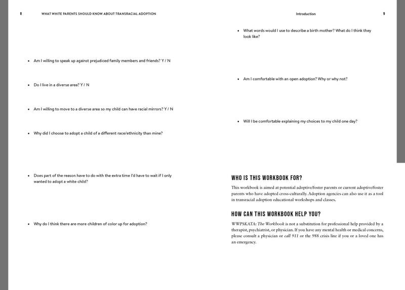 What White Parents Should Know about Transracial Adoption--The Workbook US - Paperback / softback