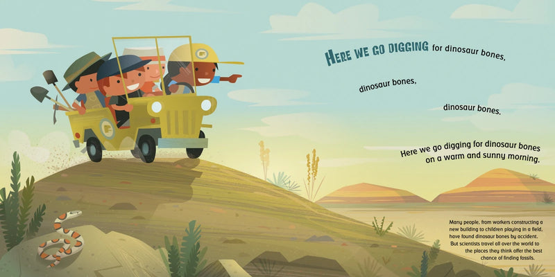 Here We Go Digging for Dinosaur Bones US - Board book