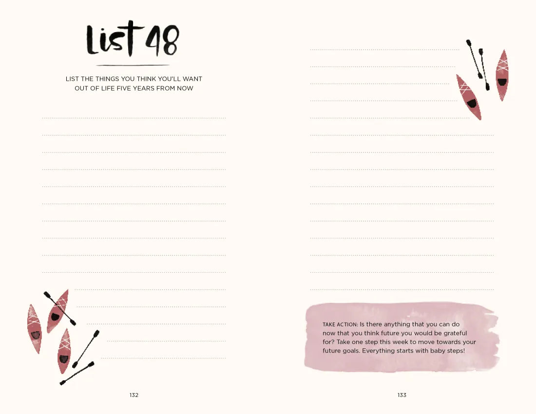 52 Lists for Happiness Floral Pattern US - Diary or journal