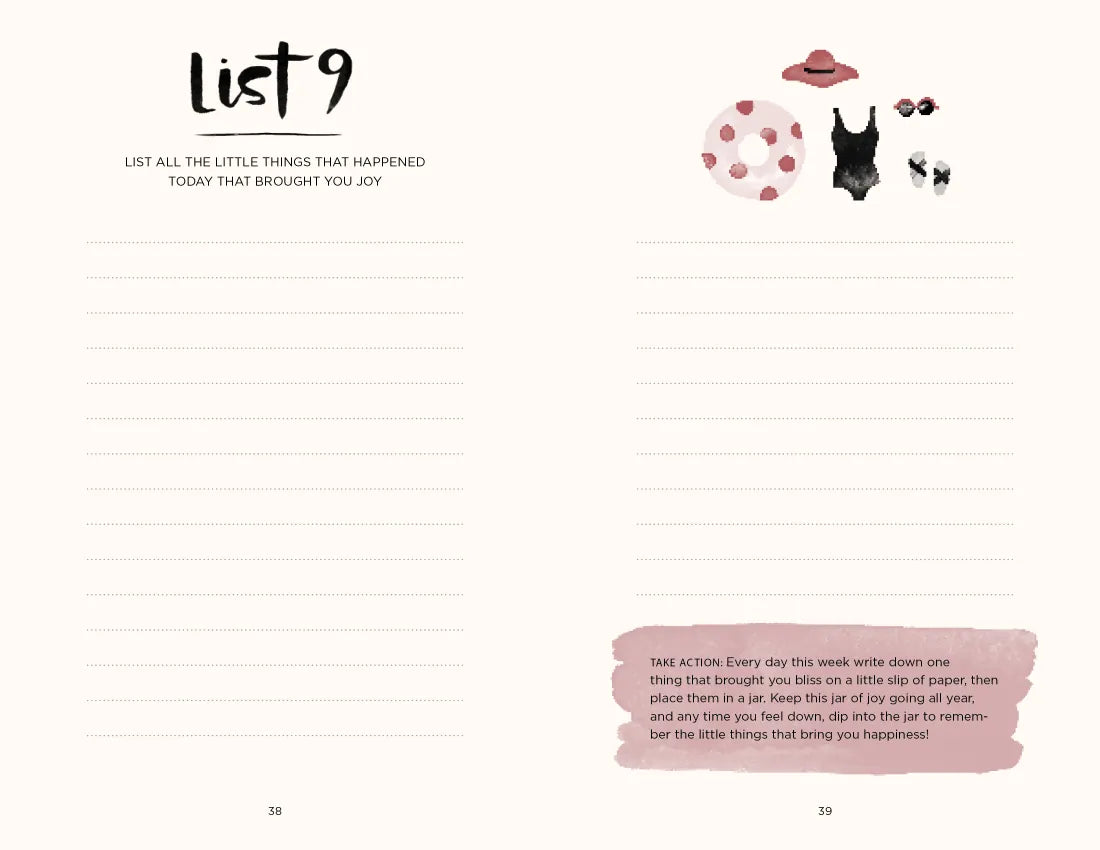 52 Lists for Happiness Floral Pattern US - Diary or journal