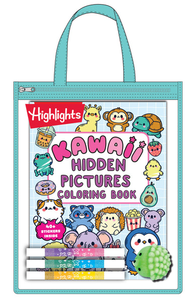 Kawaii Hidden Pictures Fun-to-Go Coloring Kit cover (ISBN 9781639626618)