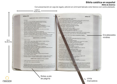 Biblia Católica en español. Boda, bautizo, primera comunión, confirmación y cumpleaños. Caja blanca regalo / Catholic Bible. Spanish-Language, Leathersoft, interior 2 (ISBN 9781644731635)