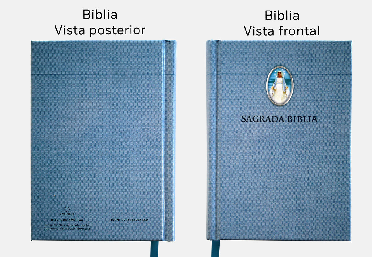 Biblia Católica en español con Virgen Milagrosa en cubierta / Catholic Bible in Spanish Hardcover, Blue interior 1 (ISBN 9781644731642)