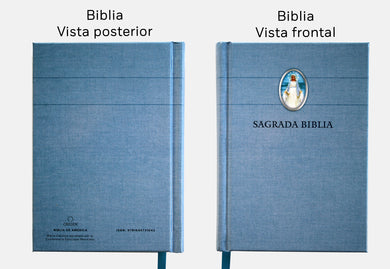 Biblia Católica en español con Virgen Milagrosa en cubierta / Catholic Bible in Spanish Hardcover, Blue interior 1 (ISBN 9781644731642)