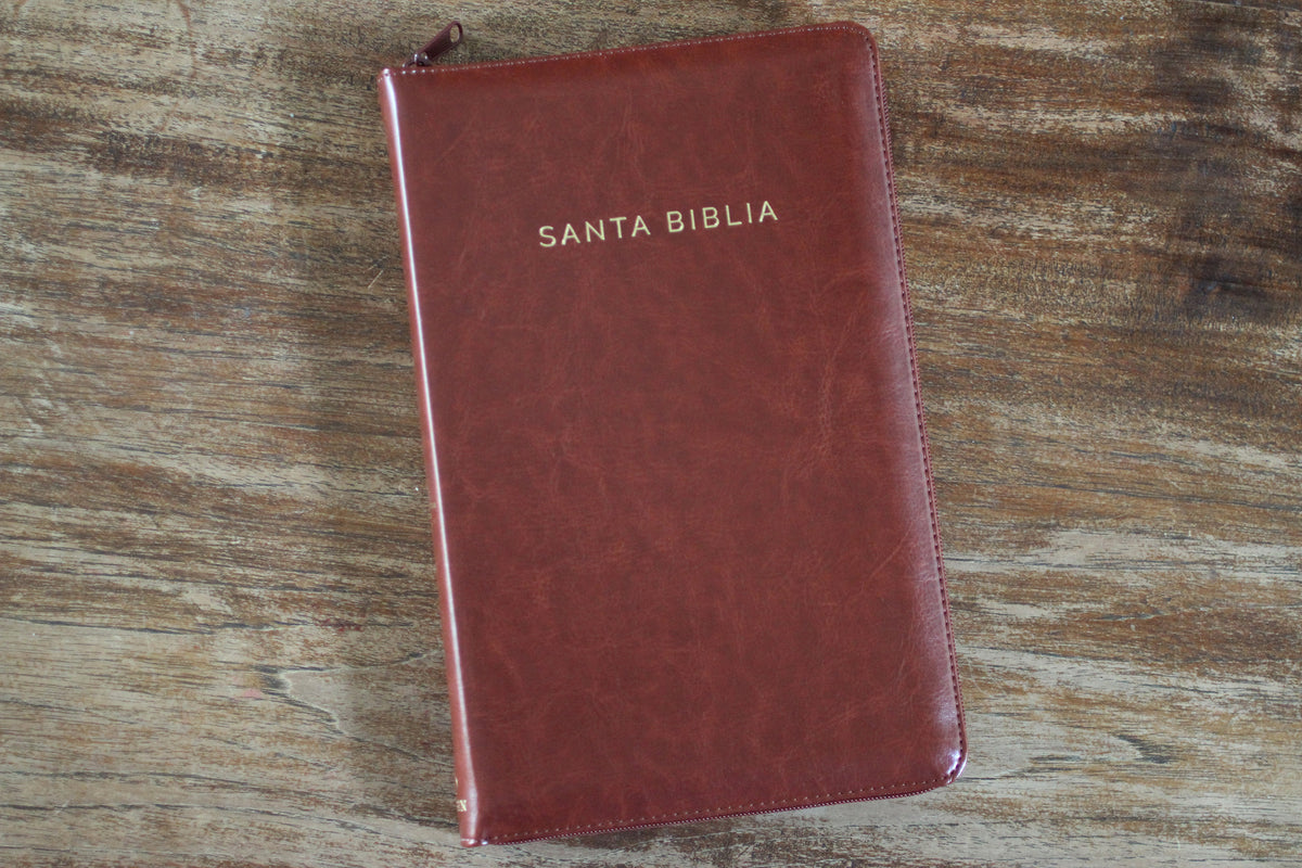 Biblia Reina Valera 1960 letra grande. Símil piel canela, cremallera, tamaño manual / Spanish Bible RVR 1960. Handy Size, Large Print, Leathersoft, Brown Zip interior 3 (ISBN 9781644732175)