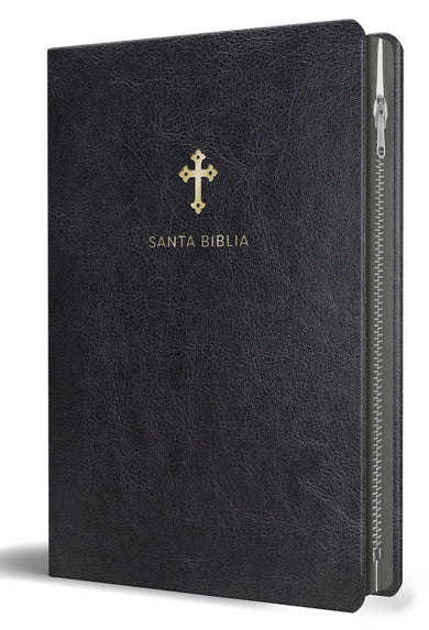 Biblia Reina Valera 1960 Tamaño grande, letra grande piel negra con cremallera / Spanish Holy Bible RVR 1960 Large Size Large Print Black Leather with Zipper cover (ISBN 9781644732199)