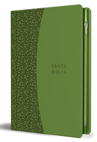 Biblia Reina Valera 1960 Tamaño grande, letra grande piel verde con cremallera / Spanish Holy Bible RVR 1960. Large Size, Large Print Green Leather with Zippe cover (ISBN 9781644732212)