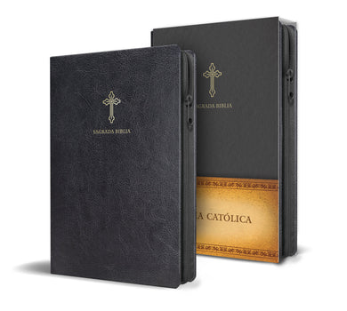 Biblia Católica en español. Símil piel negro, con cremallera, tamaño compacto / Catholic Bible. Spanish-Language, Leathersoft, Black, Zipper Compact cover (ISBN 9781644732991)