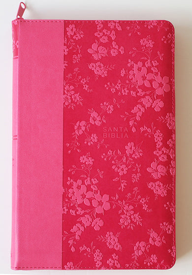 Biblia Reina Valera 1960 letra grande. Símil piel fucsia, cremallera, índice, manual / Spanish Bible RVR 1960. Handy Size, Large Print, Leathersoft interior 1 (ISBN 9781644733851)