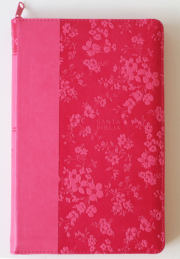Biblia Reina Valera 1960 letra grande. Símil piel fucsia, cremallera, índice, manual / Spanish Bible RVR 1960. Handy Size, Large Print, Leathersoft interior 1 (ISBN 9781644733851)