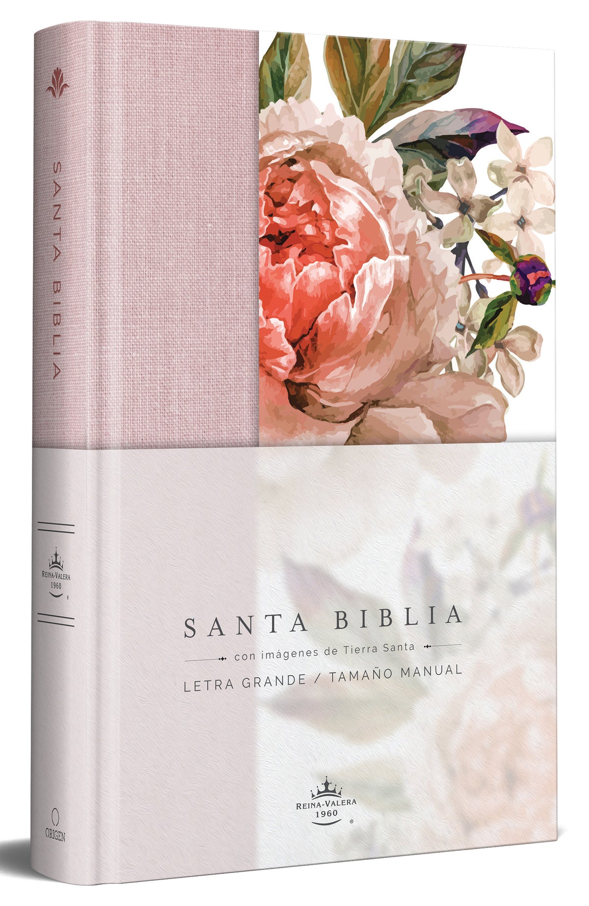 Biblia Reina Valera 1960 letra grande. Tapa Dura, Tela rosada con flores, tamaño manual / Bible RVR 1960. Handy Size, Large Print, Hardcover, Pink cover (ISBN 9781644733875)