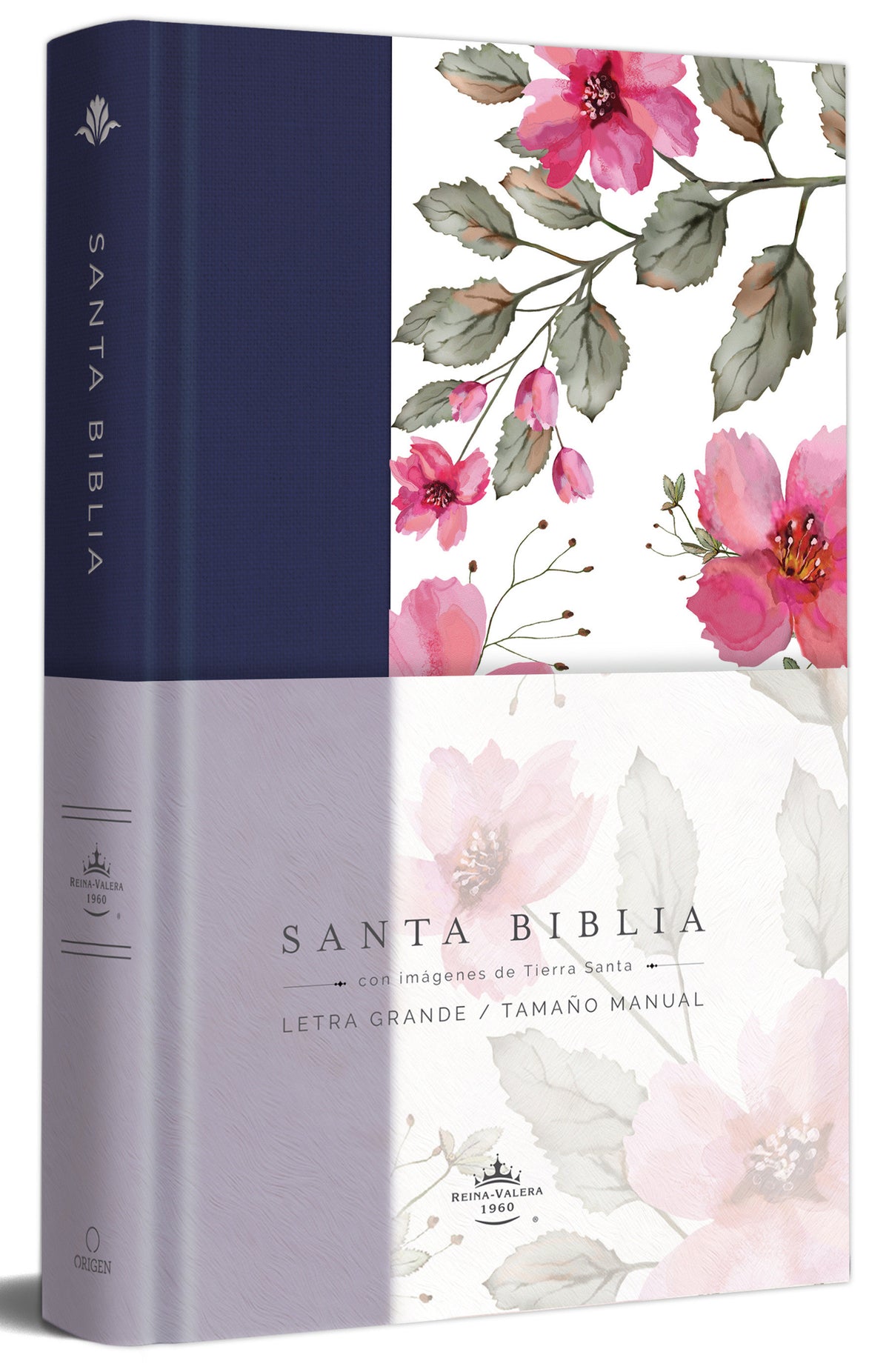 Biblia RVR 1960 letra grande. Tapa dura tela azul púrpura con flores tamaño manual / Bible RVR 1960 Handy Size Hardcover Cloth with Purple Blue Flowers cover (ISBN 9781644734599)