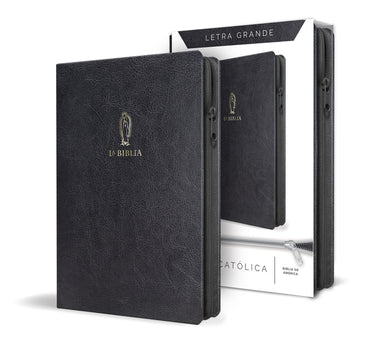 La Biblia Católica letra y tamaño grande. Símil piel negra, cremallera / Catholic Bible in spanish Black Leathersoft with Zipper cover (ISBN 9781644734612)
