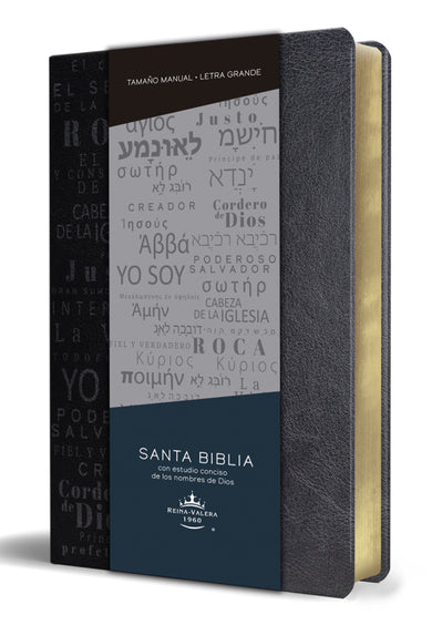 Biblia RVR60 letra grande tamaño manual, simil piel negro con nombres de Dios / Spanish Bible RVR60 Handy Size Large Print Leathersoft Black with Names of God cover (ISBN 9781644734940)