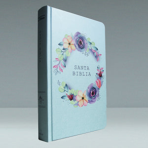 Biblia RVR 1960 letra grande, manual, tapa dura con nombres de Dios, flores azul / Spanish Bible RVR 1960 Handy Size, LP, HC with Names of God, blue flowers interior 2 (ISBN 9781644737132)