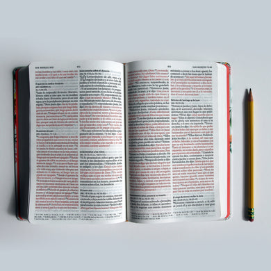 Biblia Reina Valera 1960 tamaño manual, tapa dura, flores rosadas / Spanish Bible RVR 1960 Handy Size, LP, HC, pink flowers interior 3 (ISBN 9781644737149)