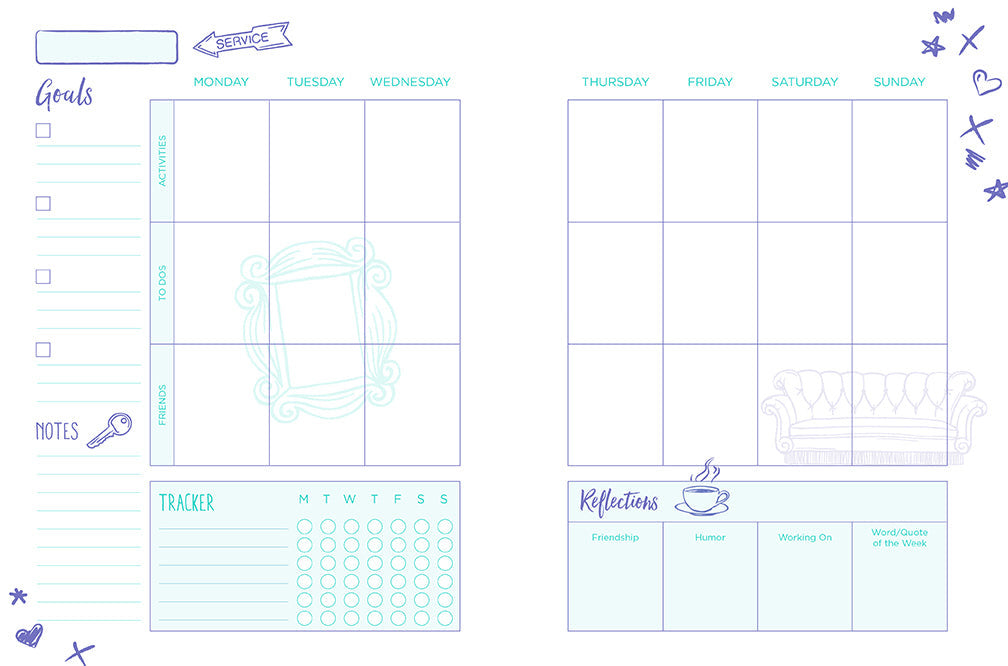 Friends: 12-Month Undated Planner inside page 5