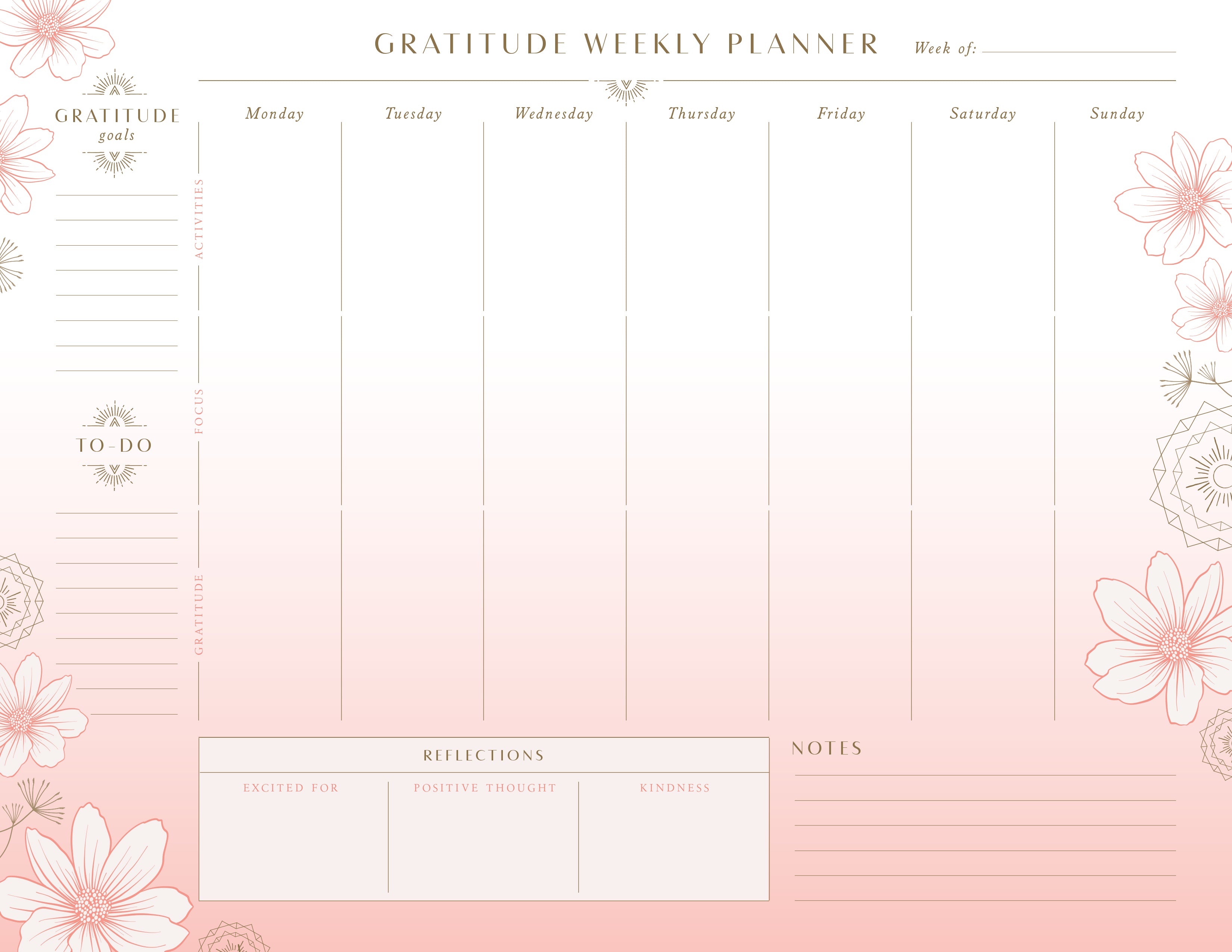 Gratitude Weekly Planner Notepad