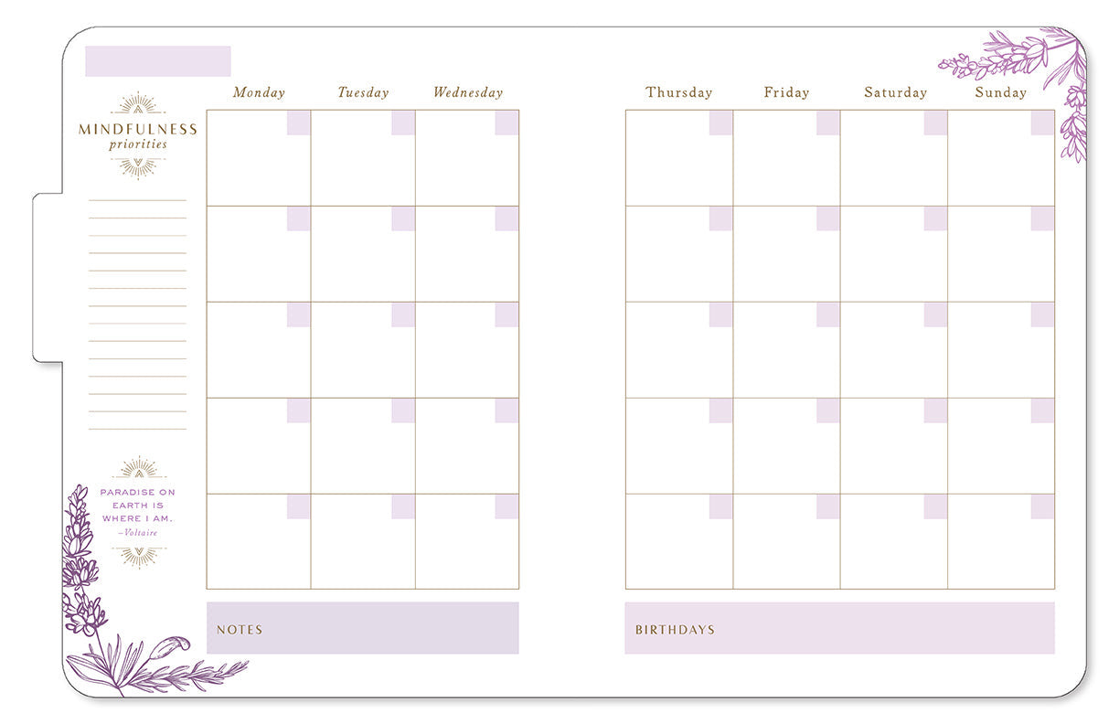 Mindfulness 12-Month Undated Planner inside page 1