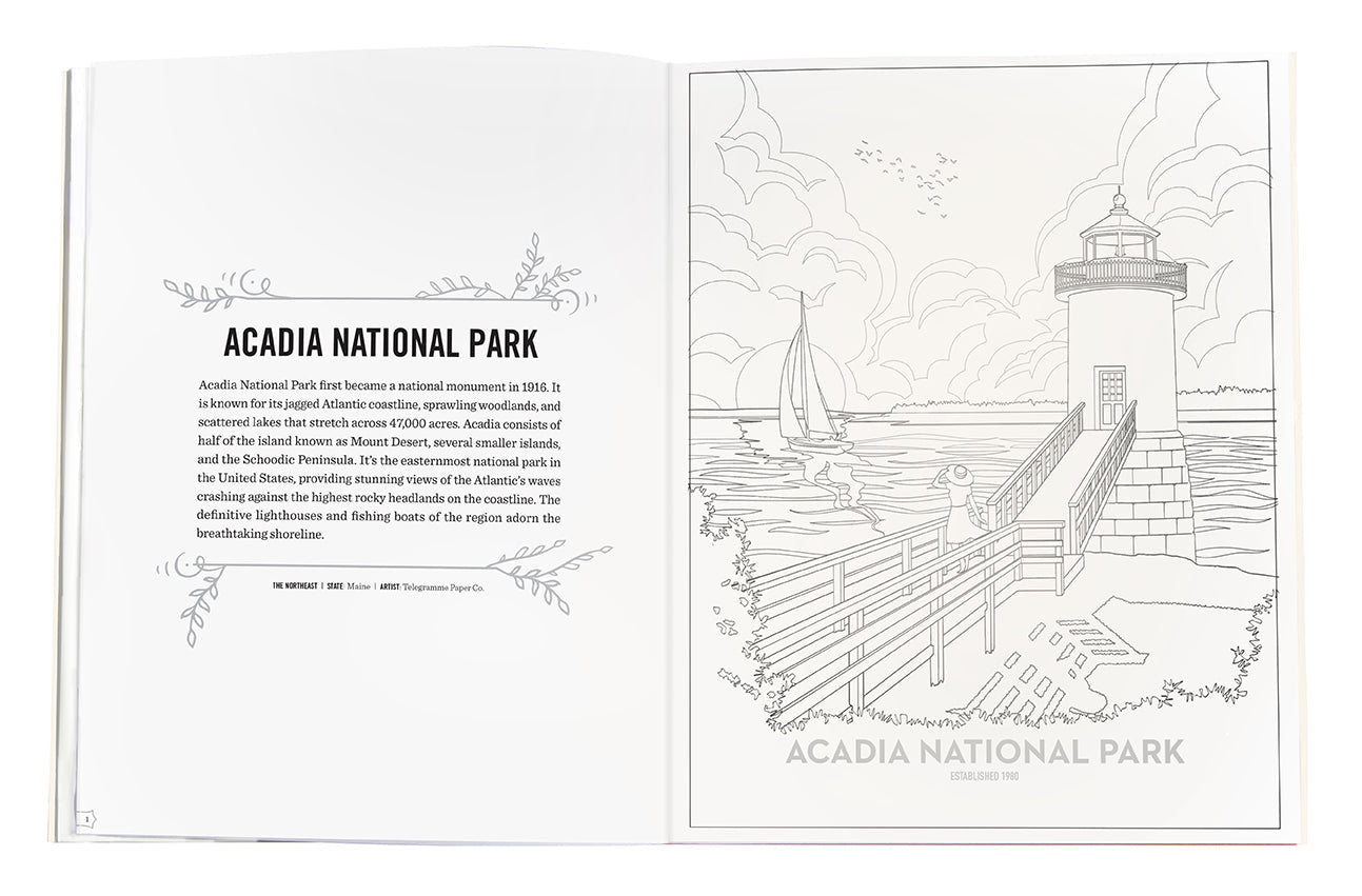 Art of the National Parks Coloring Book inside page 1