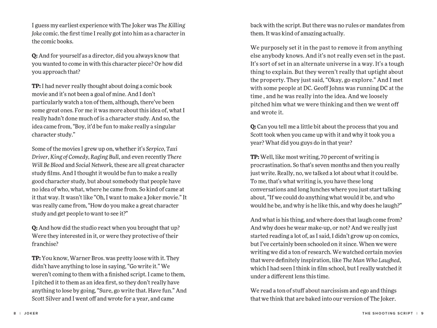 Joker: The Official Script Book inside page 2