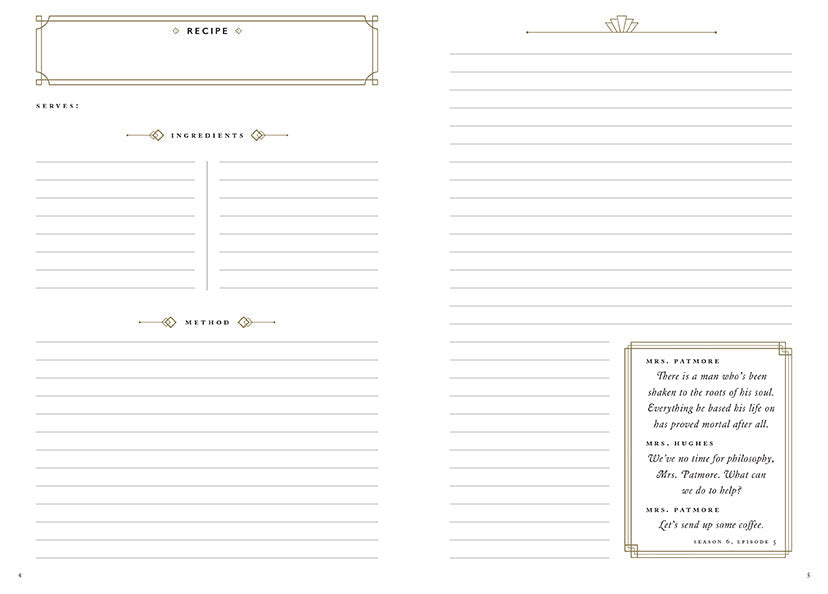 Official Downton Abbey Mrs. Patmore's Recipe Journal inside page 2