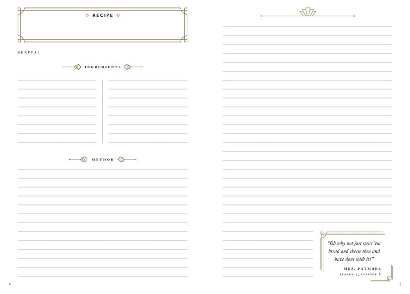 Official Downton Abbey Mrs. Patmore's Recipe Journal inside page 3