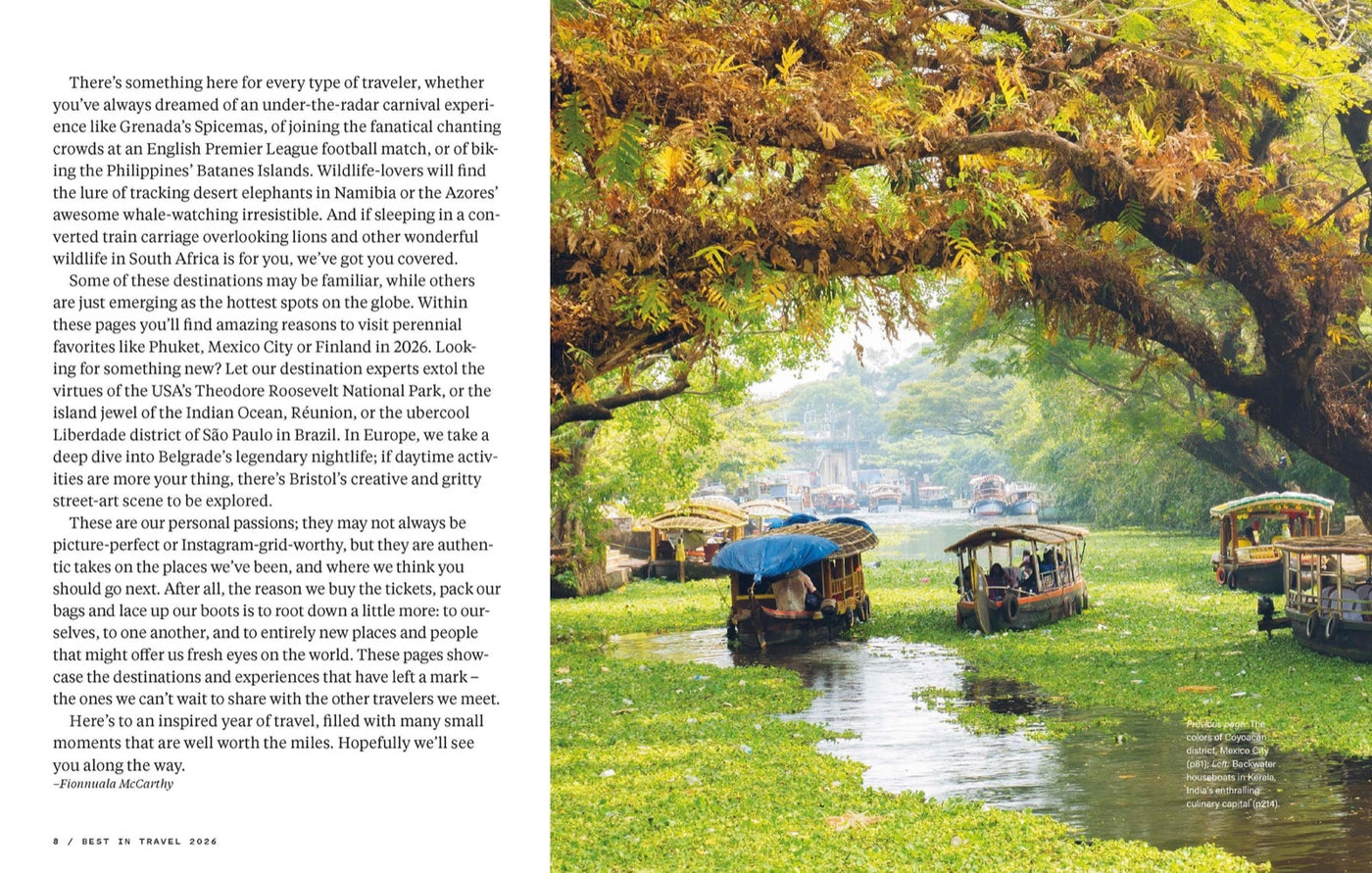 Lonely Planet Best in Travel 2026 inside page 4