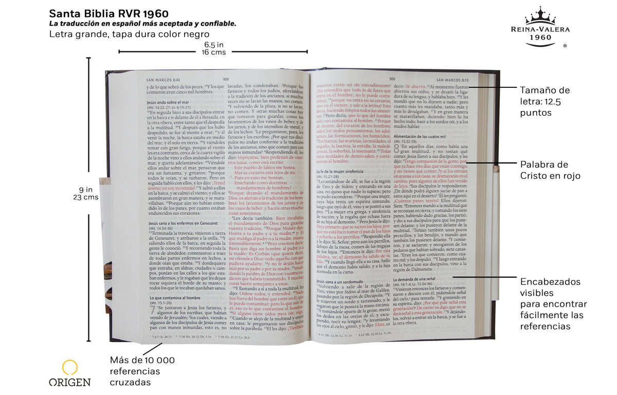 Biblia Reina Valera 1960 Tamaño grande, letra grande. Tapa dura / RVR 1960 Holy Bible in Spanish. Large Size, Large Print, Hard Cover. interior 1 (ISBN 9781949061598)