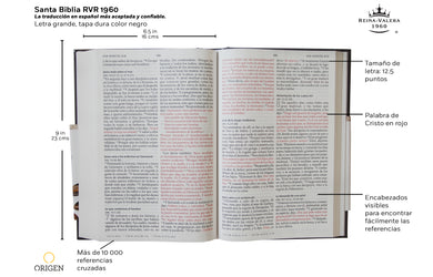 Biblia Reina Valera 1960 Tamaño grande, letra grande. Tapa dura / RVR 1960 Holy Bible in Spanish. Large Size, Large Print, Hard Cover. interior 1 (ISBN 9781949061598)