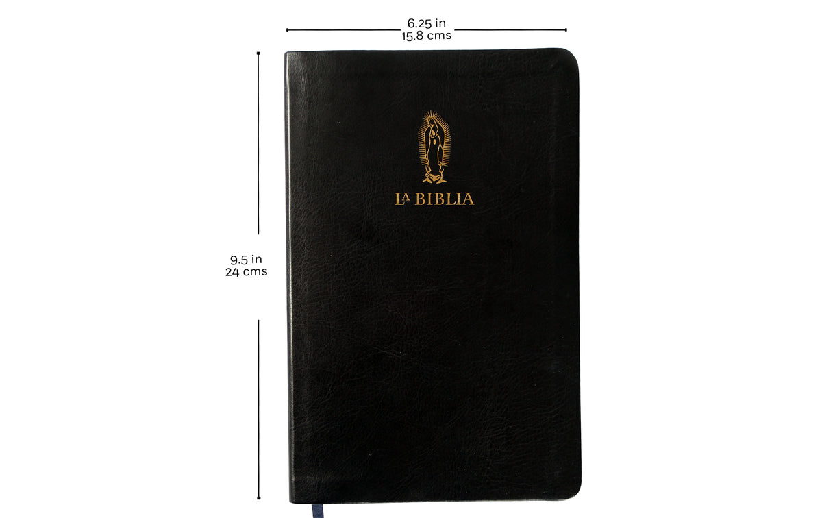 La Biblia Católica: Tamaño grande, Edición letra grande piel negra, con Virgen de Guadalupe / Catholic Leather Bible. Large Size, Large Print, Color Black interior 1 (ISBN 9781949061901)