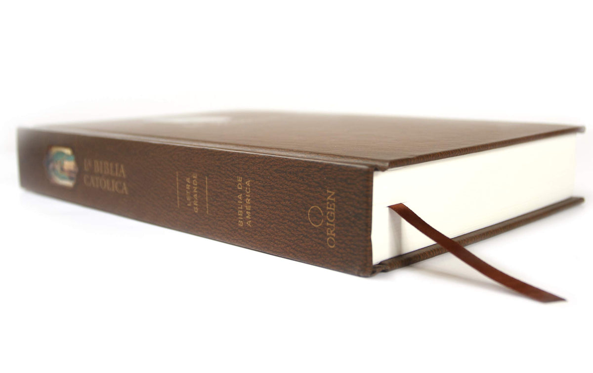 La Biblia Católica: Edición letra grande. Tapa dura, marrón, con Virgen de Guadalupe en cubierta / Catholic Bible. Hard Cover, brown, with Virgen interior 1 (ISBN 9781949061925)