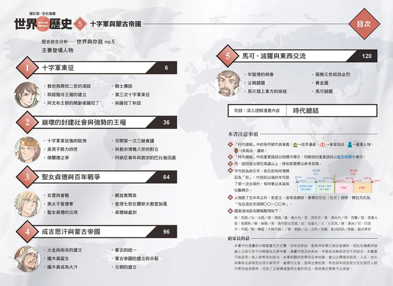 增訂版全彩漫畫世界歷史．第5卷：十字軍與蒙古帝國 精裝書 Hardback
