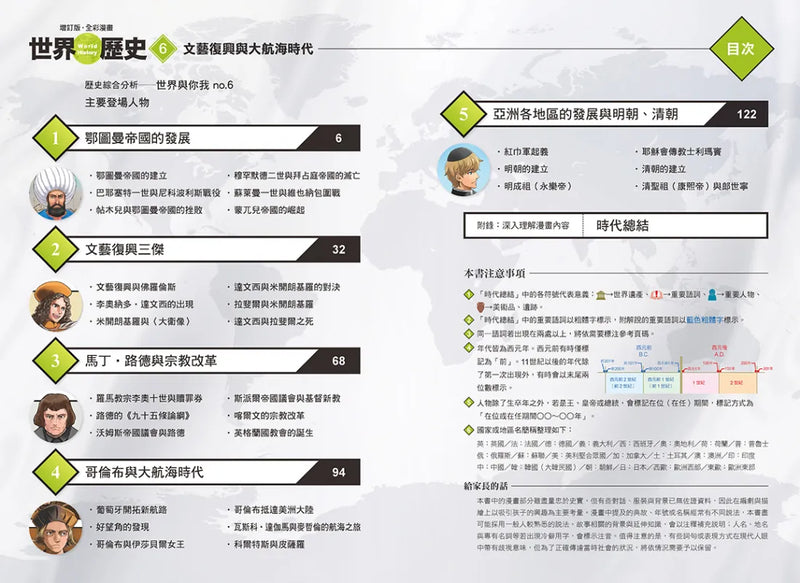 增訂版全彩漫畫世界歷史．第6卷：文藝復興與大航海時代 精裝書 Hardback
