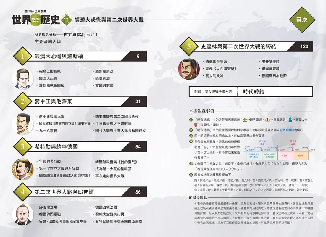增訂版全彩漫畫世界歷史．第11卷：經濟大恐慌與第二次世界大戰 精裝書 Hardback