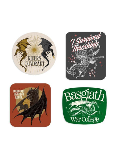 Rebecca Yarros's Fourth Wing: Dragon Rider Stickers - Sticker Set of 4-Lifestyle and Leisure-買書書 BuyBookBook