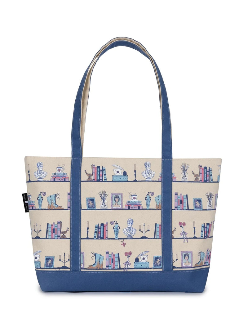 Pride and Prejudice Bookshelf Large Zippered Tote US - Tote bag