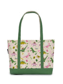 Prehistoric Dinosaur Reads Large Zippered Tote US - Tote bag