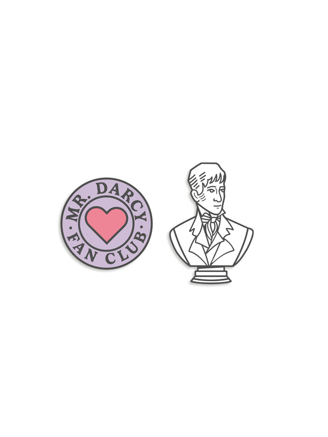 Mr. Darcy Fan Club Enamel Pin Set - Pin Set of 2-Lifestyle and Leisure-買書書 BuyBookBook