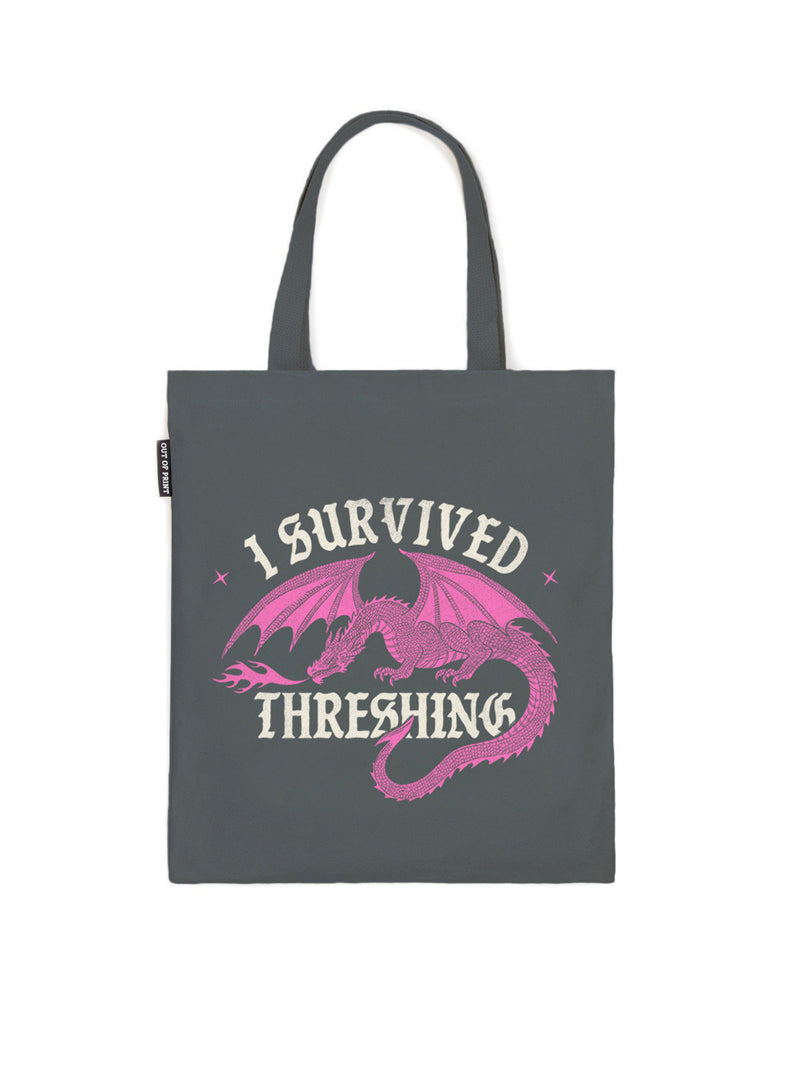 Fourth Wing: I Survived Threshing (Pink Dragon) Tote Bag-Lifestyle and Leisure-買書書 BuyBookBook